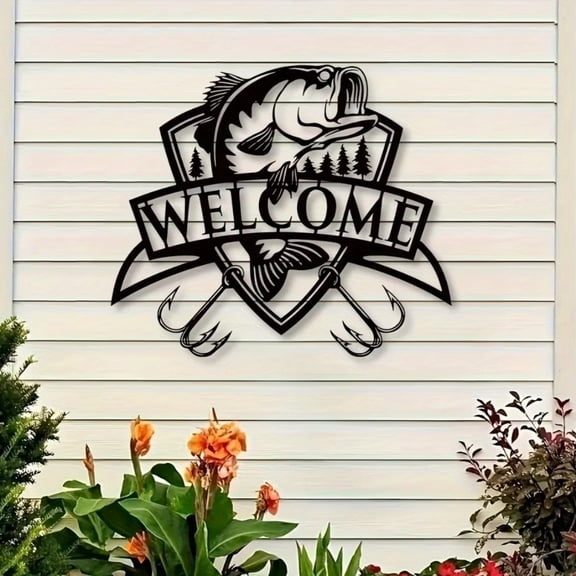 HELLOYOUNG Rust Resistant Metal Fish Wall Art Sign Stunning Bass Sculpture for Indoor Outdoor Decor, Durable Fisherman Gift for Men, Welcome Sign for Patio or Man Cave