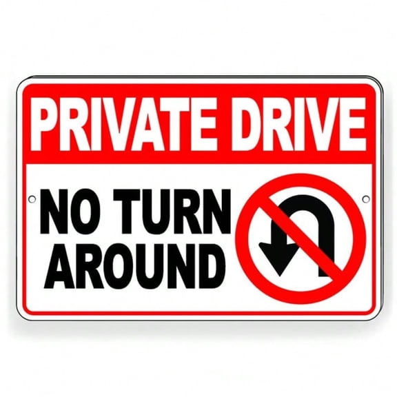 HELLOYOUNG Rust Resistant No Trespassing Sign Heavy Duty Aluminum Private Drive No U Turn Decor Bold Wall Art