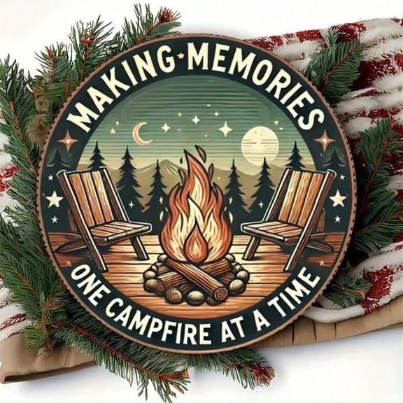 HELLOYOUNG Rustic Copper Round Metal Wall Art 8 Inch 2D Decor for Living Room Kitchen, Unique Random Hole Design, Trendy Home Decor Gift