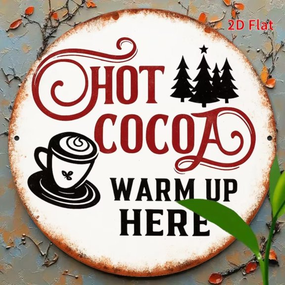 HELLOYOUNG Rustic Hot Chocolate Warmth Aluminum Wall Art Decor, 2D Sign for Home