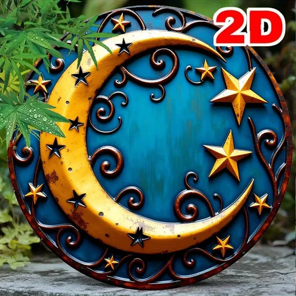 HELLOYOUNG Rustic Moon Metal Wall Decor 8 Inch Crescent Outdoor Iron Sign for Garage Cafe Garden Rustproof Black Finish