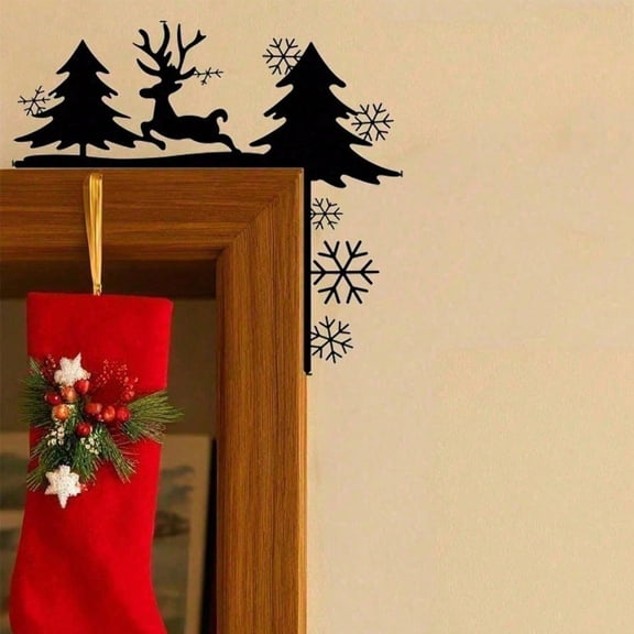 HELLOYOUNG Rustic Santa and Reindeer Christmas Door Decor - Waterproof Rust-Proof Outdoor Indoor Porch Mantel Farmhouse Hanger for Holiday Decoration