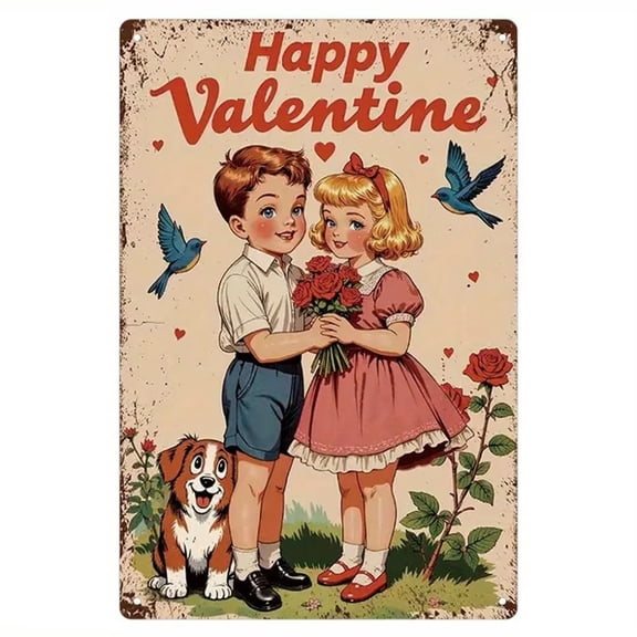 HELLOYOUNG Rustic Vintage Metal Tin Sign, Farmhouse Wall Decor Valentine's Day Gift for Home Bar Wedding, Rustic Heart Wall Art Decoration