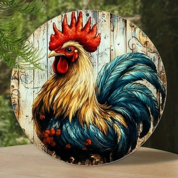 HELLOYOUNG Rustic Vintage Rooster Metal Tin Sign - Weatherproof Wall Art for Home, Farm, Garden & Garage Decor