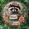 thumbnail image 1 of HELLOYOUNG Rustic Welcome Sign Vintage Metal Wall Art 8x8 Inch, Raccoon Floral Round Aluminum Sign for Home Kitchen Office Decor, Farmhouse Outdoor Indoor Hanging Decor, 1 of 2