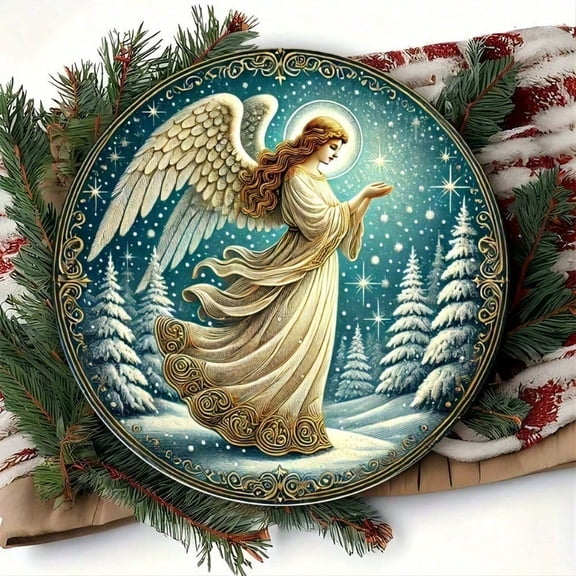 HELLOYOUNG Rustic Welcome Sign Wall Decor, Angel Metal Wall Art, Iron Hanging Outdoor Welcome Decor, Vintage Home Art for Yard Garden Porch