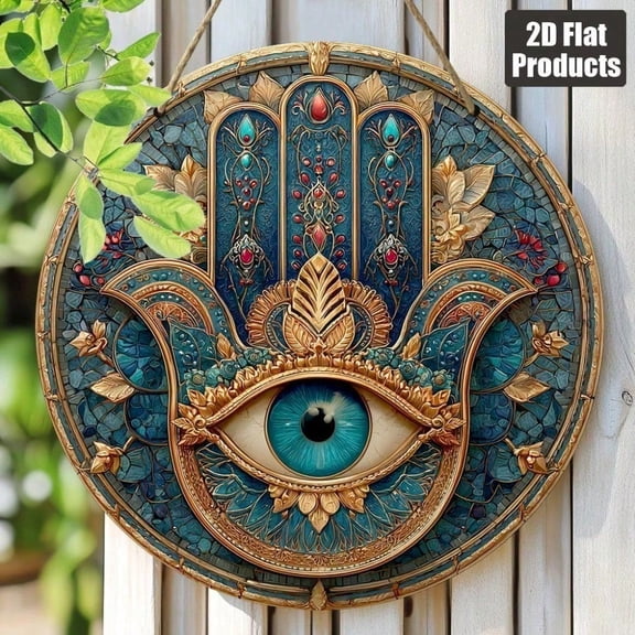 HELLOYOUNG Rustic Wooden Handprint Wall Decor Farmhouse Round Hanging Sign for Kitchen Living Room