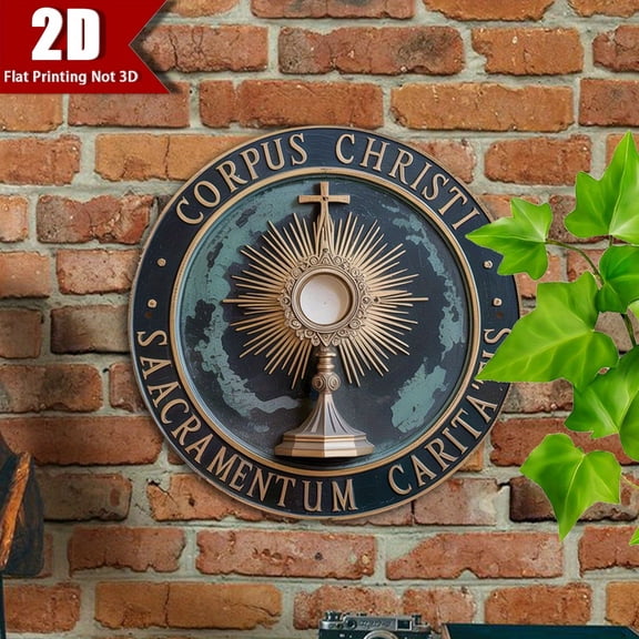 HELLOYOUNG Sacred Heart Jesus Plaque 7.8x7.8 Inch, Retro Aluminum 2D Wall Art for Home Altar, Religious Decor for Living Room Office