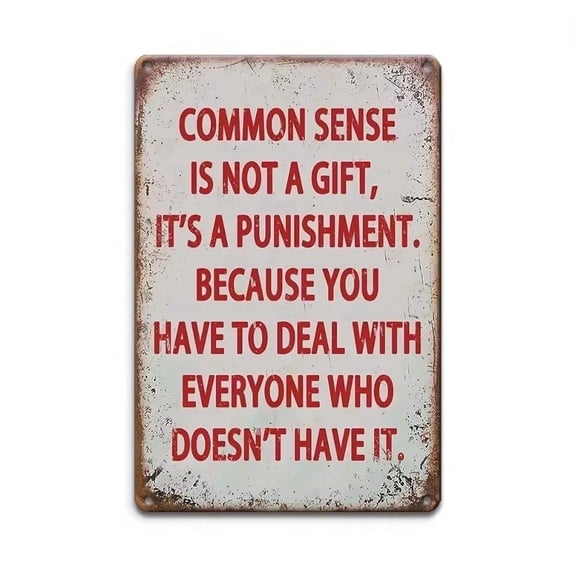 HELLOYOUNG SarcasmShield 3D Embossed Aluminum Sign, Raised "Common Sense" Text Tactile Humor Decor, Funny Wall Art for Home Office
