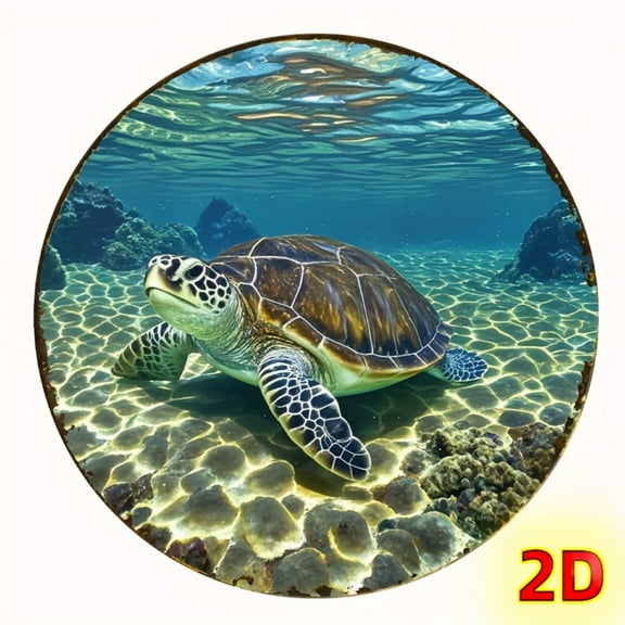 HELLOYOUNG Sea Turtle Metal Wall Art - 2D Waterproof Design for Room Home Cafe Bedroom Decor, Ocean Themed Accent Piece
