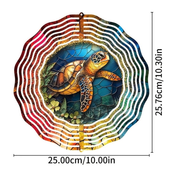 HELLOYOUNG Sea Turtle Wind Spinner for Yard Garden Decor, Metal Wind Spinners Hanging Outdoor, Colorful 3D Art Sculpture Patio Lawn Gift