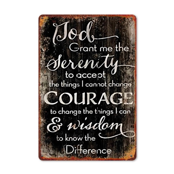 HELLOYOUNG Serenity Prayer Metal Wall Sign 8x12 Inch, God Grant Me Serenity Inspirational Tin Art for Home Decor, Kitchen, Cafe, Office, Gift