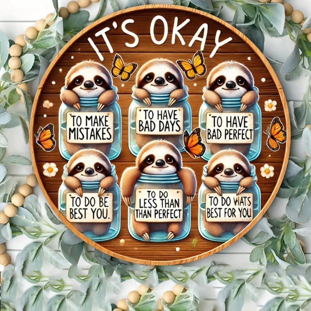 HELLOYOUNG Sloth Metal Wall Sign Funny Animal Art Decor Rustic Home ...