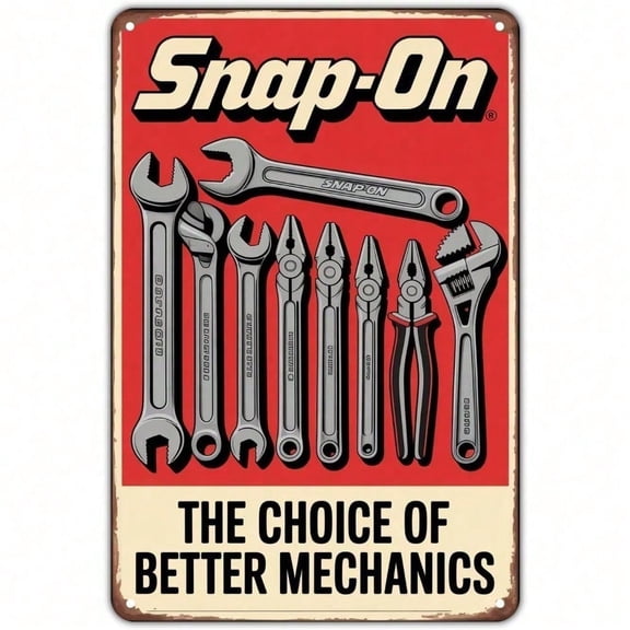 HELLOYOUNG Snap on Tools 8x12 Inch Vintage Metal Tin Sign Retro Mechanic Garage Wall Decor American Style Rustic Man Cave Bar Pub Sign H