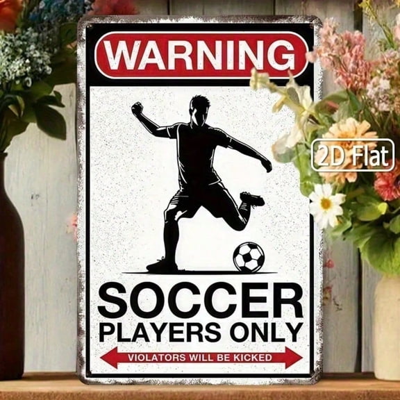 HELLOYOUNG Soccer Metal Wall Art 2D Flat Player Sign 8x12 Inches Football Room Decor Sports Fan Gift for Man Cave