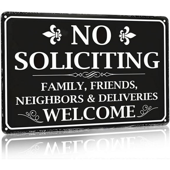 HELLOYOUNG No Solici Aluminumg Sign Family Friends Neighbors&Deliveries Welcome Funny Aluminum Sign for Home House Front Door Porch Yard Wall Decor 8X12 Inch