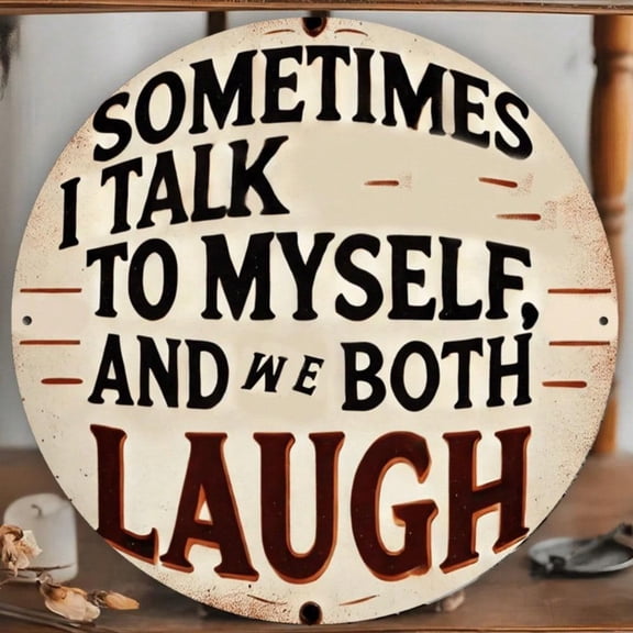 HELLOYOUNG Sometimes I Talk To Myself Rustic Iron Wall Art Sign Funny Quotes Metal Plaque for Home, Shop, Office Decor, Easy To Install, Unique Gift