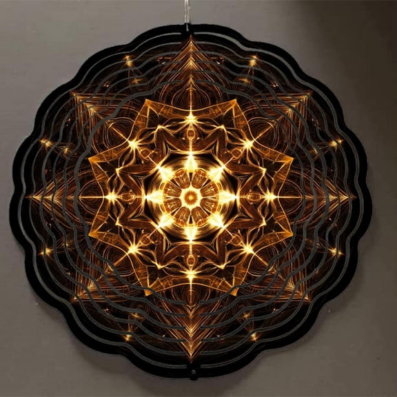HELLOYOUNG Spring Mandala Wind Spinner 10 Inch Iron Sun Catcher 360 Rotating Kinetic Garden Art Hanging Outdoor Decor for Spring Summer Yard Patio Christmas Gift
