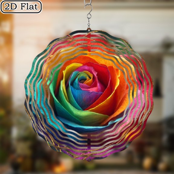 HELLOYOUNG Spring Mandala Wind Spinner 10 Inch Iron Sun Catcher Stainless Steel Metal Hanging Ornament for Outdoor Garden Patio Decor, Easter Gift