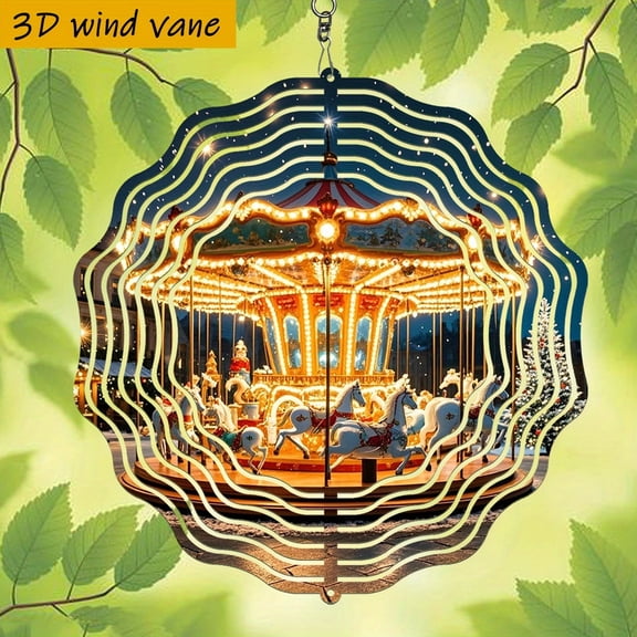 HELLOYOUNG Spring Mandala Wind Spinner Iron Sun Catcher 10 Inch 360 Rotating Hook Dreamy Rotating Carousel Kinetic Art Decor for Garden Outdoor Easy Installation Wind-Powered