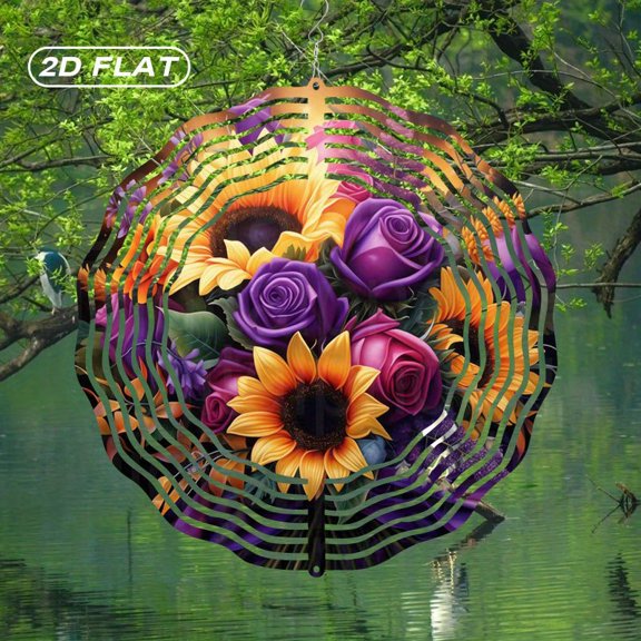 HELLOYOUNG Spring Mandala Wind Spinner Iron Sun Catcher 10 Inch Stained Glass Metal Art Outdoor Garden Decor for Women Indoor Hanging Ornament Easter Thanksgiving Gift