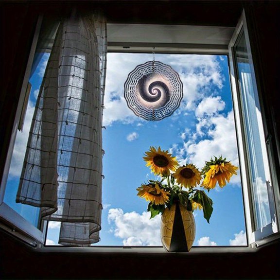 HELLOYOUNG Spring Mandala Wind Spinner Iron Sun Catcher Kinetic Metal Art Outdoor Decor for Garden No Battery Needed Floating Hanging Ornament Unique Gift