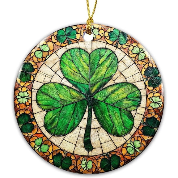 HELLOYOUNG St. Patricks Day Shamrock Ornament 2025  8x8in | Irish Clover Design | Celtic Good Luck Decoration | Religious and Spiritual Gift for Men & Women | Holiday & Christmas Home Decor Keepsake