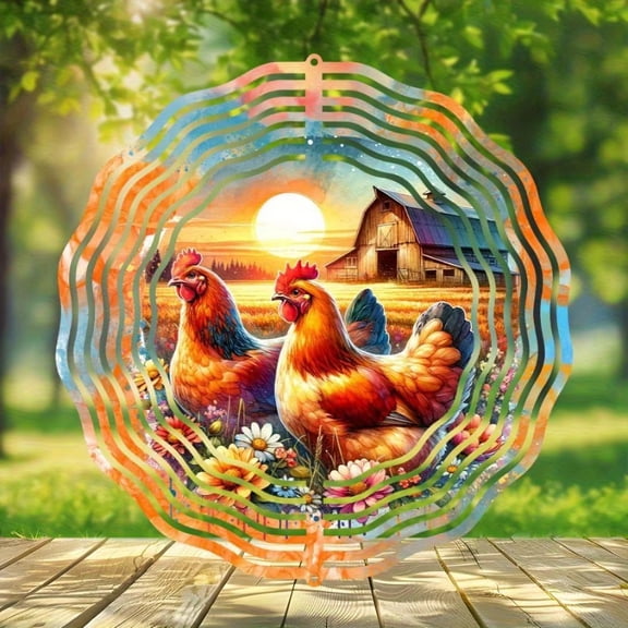 HELLOYOUNG Stainless Steel Wind Spinner - Kinetic Chicken Wind Chime Sculpture for Outdoor Yard Art, Garden Decor and Unique Gifts for Men