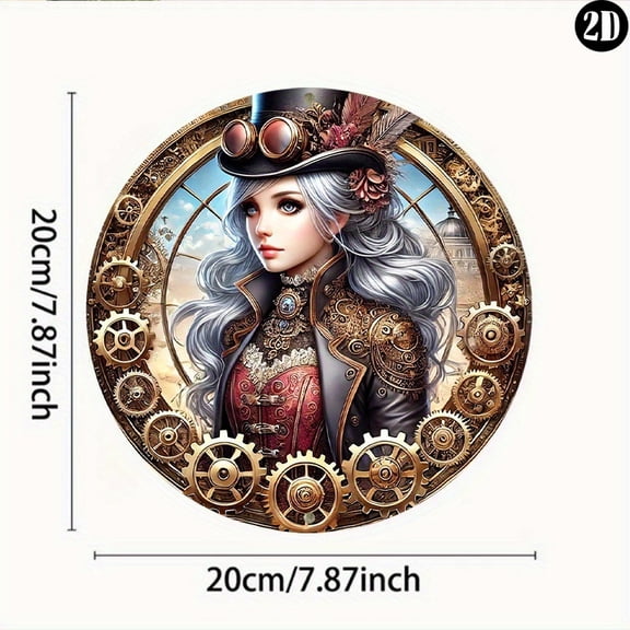 HELLOYOUNG Steampunk Metal Sign 8x8 Inch Vintage Aluminum Wall Plaque, Victorian Portrait Home Decor, Waterproof Wall Art Gift for Living Room