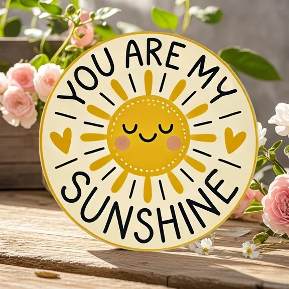HELLOYOUNG Sun & Moon 2D Flat Metal Plaque - Round Farmhouse Decor for Garden, Home & Garage