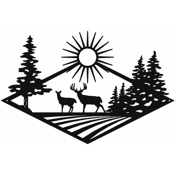 HELLOYOUNG TIKI Metal Wall Art Deer Head Sculpture Wrought Iron Forest Lodge Cabin Decor Matte Finish Hangable Outdoor Indoor Artwork of Murals for Bedroom Living Room