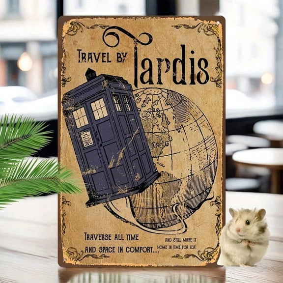 HELLOYOUNG Tardis TV Series Metal Wall Sign 8x12 Inch Vintage Rustic Retro Tin Poster, Sci-Fi Fan Gift for Home Office Decor