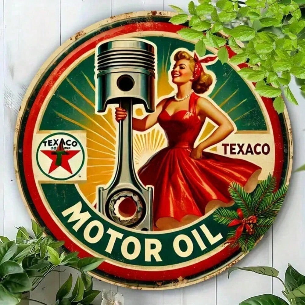 HELLOYOUNG Texaco Vintage Metal Sign 12 Inch Retro Round Aluminum ...