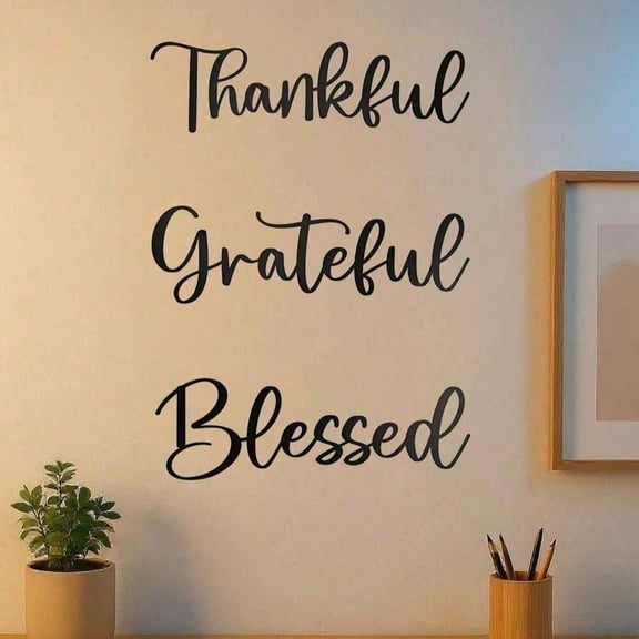 HELLOYOUNG Thankful Grateful Blessed Metal Wall Art Inspirational Decor for Home Kitchen Living Room Rustic Farmhouse Hanging Sign