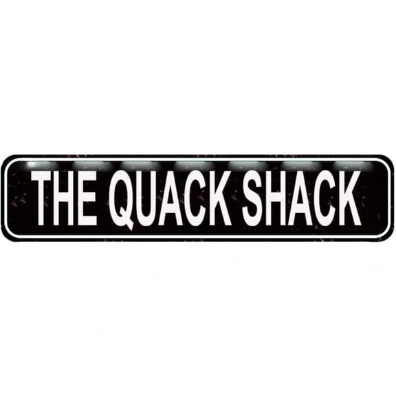 HELLOYOUNG The Quack Shack Rustic Vintage Metal Tin Sign 16x4 Inch Black White Text for Home Bar Pub Duck Door Wall Decor