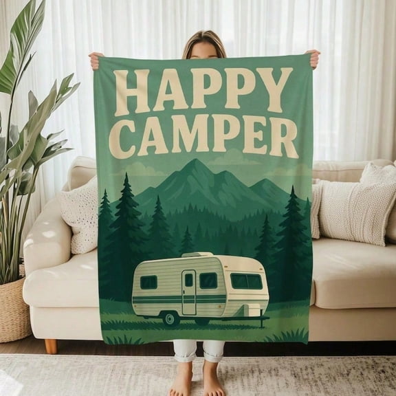HELLOYOUNG Thickened Warm Flannel Throw Blanket Soft Cozy Camping Blanket for RV Cabin Travel Gift Machine Washable