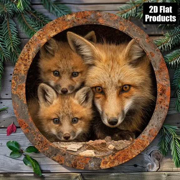 HELLOYOUNG Three Foxes Metal Sign Fall Halloween Decor Rustic Aluminum Wall Art for Home Bar Cafe Gift
