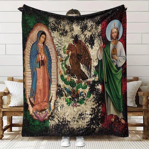 HELLOYOUNG Throw Blanket Our Lady of Guadalupe, Soft Virgin Saint Blanket for Couch Bed, Mexican Blanket for Travel Camping Office, Birthday Christmas Mothers Day Gift