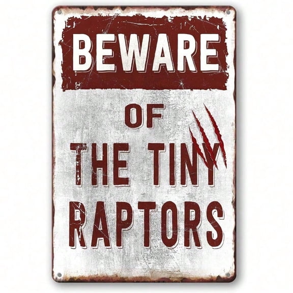 HELLOYOUNG Tiny Raptors Chicken Coop Sign Rustic Farmhouse Yard Art Metal Tin Sign Outdoor Decor Barn Wall Art Funny