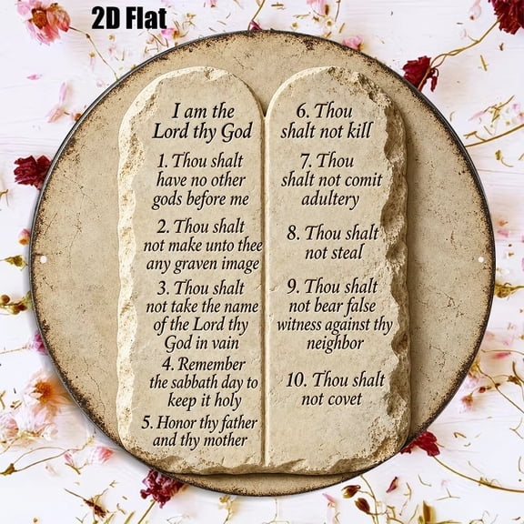 HELLOYOUNG Vintage 10 Commandments Aluminum Wall Art, 8x8 Inch Rustproof 2D Sign, Home Decor