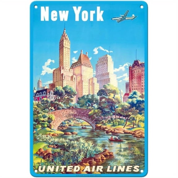 HELLOYOUNG Vintage 1940s United Air Lines Travel Poster Wall Sculpture, Retro Airline Home Decor, Christmas Halloween Gift for Business
