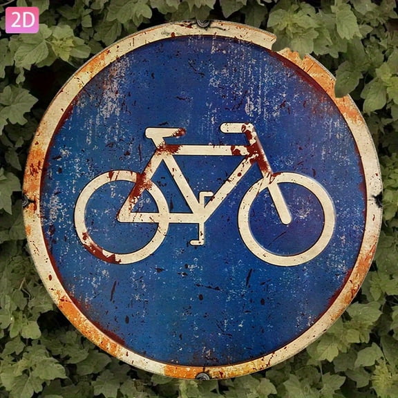 HELLOYOUNG Vintage 2D Flat Bicycle Metal Sign, Retro Iron Wall Art Decor for Courtyard Garden Kitchen Bar Bedroom Garage Club Cafe
