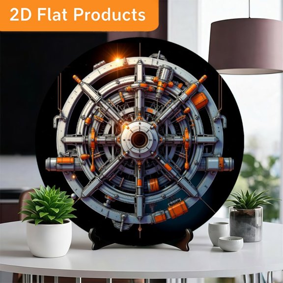 HELLOYOUNG Vintage 2D Flat Metal Sign, Rusty Mechanical Device Wall Art, Retro Decor for Man Cave Garage Bar, Easy To Hang 12x8 Inch