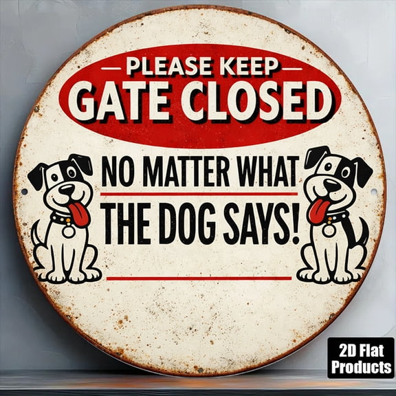 HELLOYOUNG Vintage 2D Flat Round Sign Please Close The Gate Decorative Plaque for Garage Fence Farm Wall Art Metal Tin Sign 8 Inch