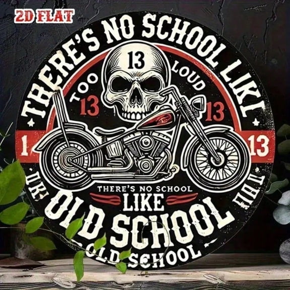 HELLOYOUNG Vintage 8 Inch Metal Tin Sign Old School Retro Motorcycle Garage Wall Decor Weatherproof Aluminum Sign for Bar Man Cave Pub
