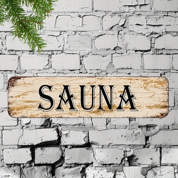 HELLOYOUNG Vintage Aluminum Sauna Sign 4x16 Inch Wall-Mounted Decor, No Wiring Needed, Modern Indoor Outdoor Metal Art for Home Bathroom Bar Cafe