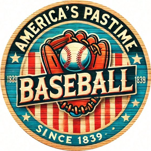 HELLOYOUNG Vintage Baseball Metal Sign, Rustic 2D Flat Iron Wall Art, Retro American Pastime Sports Decor for Bar Cafe Restaurant