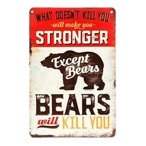 HELLOYOUNG Vintage Bear Humidifier Sign Retro Rustic Metal Tin Wall Art 8x12 Inch for Home Bar Cafe Garage Decor