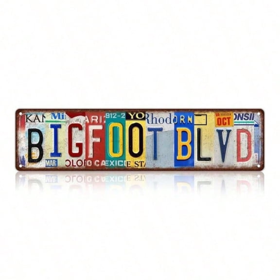 HELLOYOUNG Vintage Bigfoot Blvd Metal Tin Sign Street Sign Wall Decor 16x4 Inches Rustic Aluminum Art Plate for Home Bar Garage