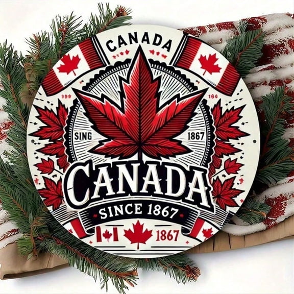 HELLOYOUNG Vintage Canadian Maple Leaf Tin Metal Wall Sign 8x12 Rustic Patriotic Decor for Home Kitchen Pub Bar Man Cave Garage Art